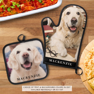 Eenvoudige foto gepersonaliseerde aangepaste kleur ovenwant & pannenlap set