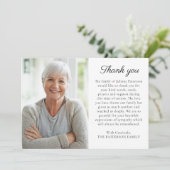 Eenvoudige foto gepersonaliseerde bericht begrafen bedankkaart (Staand voorkant)