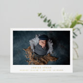 Eenvoudige foto Gold Foil Newborn Bancykondiging g Folie Uitnodiging (Staand Voorkant)
