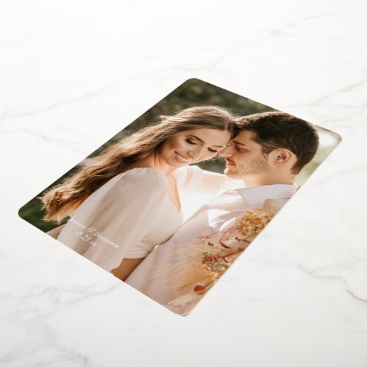 Eenvoudige foto Gold Foil Weddenschap Hartelijk da Folie Uitnodiging (Gedraaid)