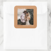 Eenvoudige foto Golden Tan Liefde & Bedankt Bruilo Vierkante Sticker (Tas)