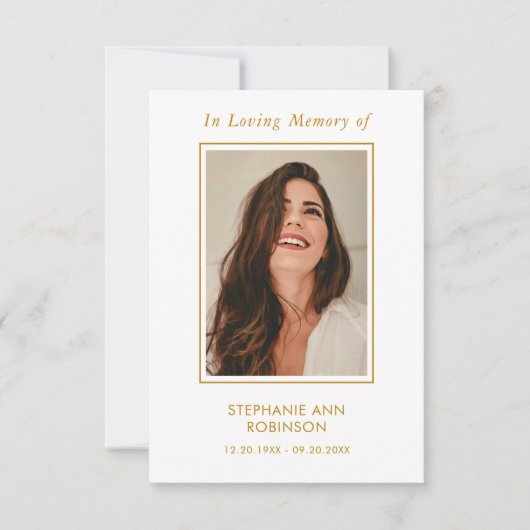 Eenvoudige foto Gouden begrafenis gedenkteken Kaar (Voorkant)