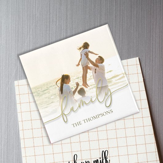 Eenvoudige foto gouden kalligrafie script typograf magneet