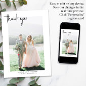 Eenvoudige foto-hand-brieftering Wedding Bedankkaart