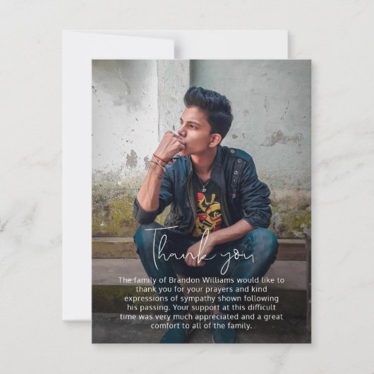 Eenvoudige foto Handgeschreven begrafenis Hartelij Bedankkaart (Voorkant)