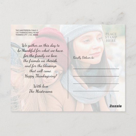 Eenvoudige foto Happy Thanksgiving-groeten Briefkaart (Achterkant)