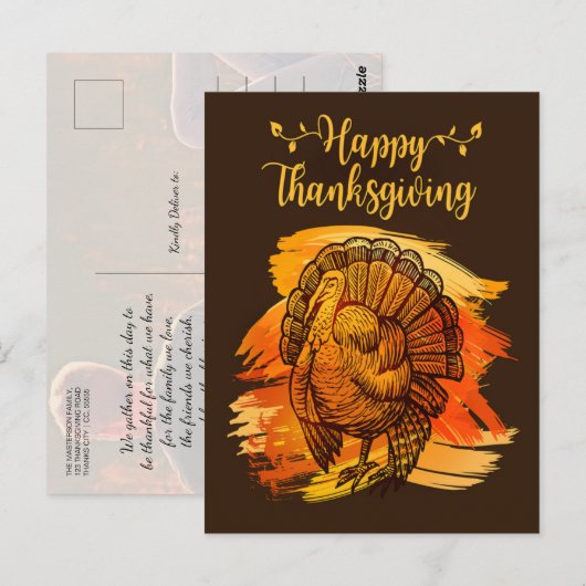 Eenvoudige foto Happy Thanksgiving Turkije Groeten Briefkaart (Voorkant / Achterkant)