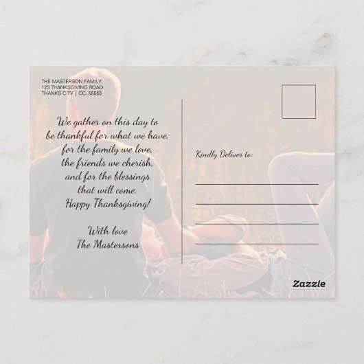 Eenvoudige foto Happy Thanksgiving Turkije Groeten Briefkaart (Achterkant)