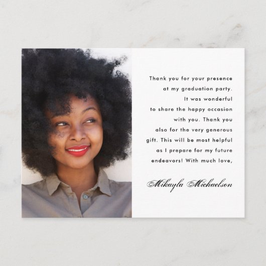 Eenvoudige foto Hartelijk dank Afstuderen bericht Briefkaart (Voorkant)