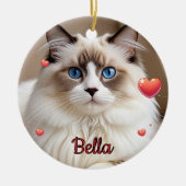 Eenvoudige Foto Harten Huisdier CAT Personaliseren Keramisch Ornament (Voorkant)