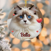 Eenvoudige Foto Harten Huisdier CAT Personaliseren Keramisch Ornament