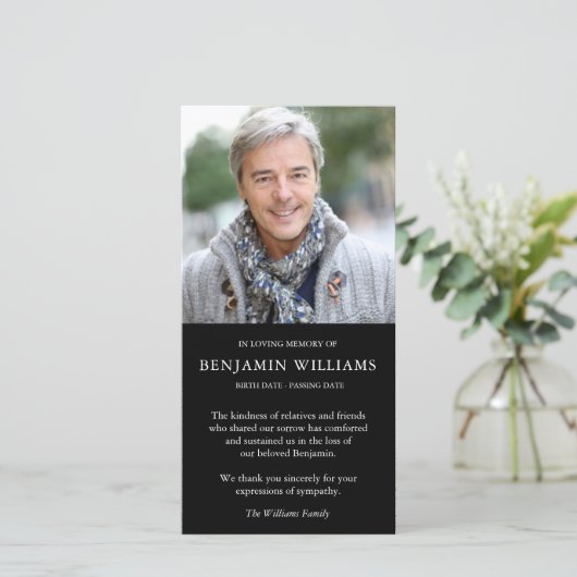 Eenvoudige Foto Herinnering Roukaartjes Bedankjes Bedankkaart (Staand voorkant)