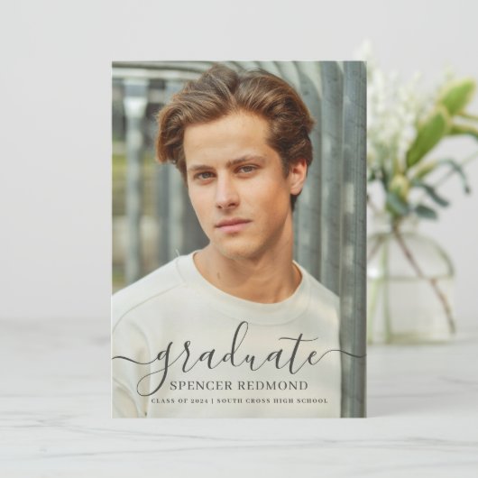 Eenvoudige foto High School Afstuderen aankondigin Kaart (Staand voorkant)