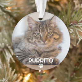 Eenvoudige foto huisdier naam pootafdruk herdenkin ornament