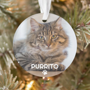 Eenvoudige foto huisdier naam pootafdruk herdenkin ornament