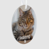 Eenvoudige foto huisdier naam pootafdruk herdenkin ornament (voorkant)