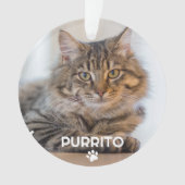 Eenvoudige foto huisdier naam pootafdruk herdenkin ornament (voorkant)