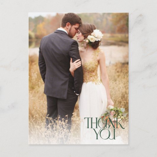 Eenvoudige foto Hunter Green bruiloft Dank u Briefkaart (Voorkant)