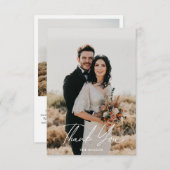 Eenvoudige foto-huwelijk bedankkaart met notitie (Voorkant / Achterkant)