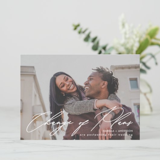 Eenvoudige foto huwelijksdatumwijziging met nieuwe aankondiging (Staand voorkant)