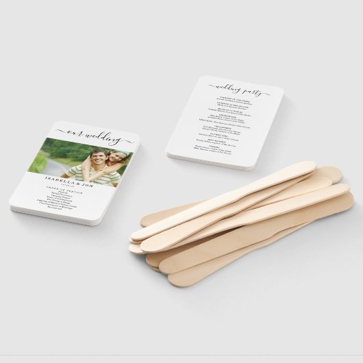 Eenvoudige Foto Huwelijksmassa/Ceremonieprogramma  Handwaaier (Niet-gemonteerd)