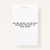 Eenvoudige foto-ID Bedrijfsnaam Badge (Achterkant)