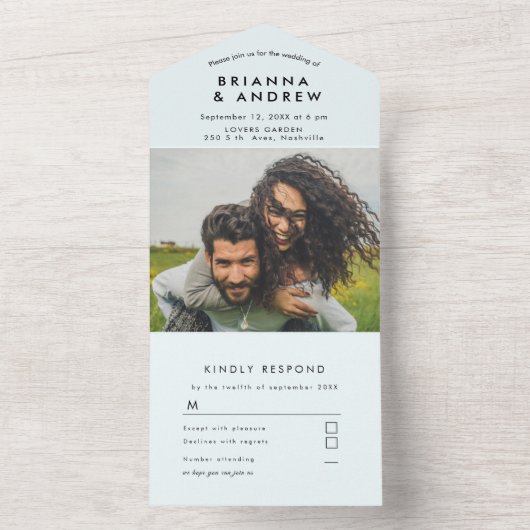 Eenvoudige foto in één bruiloft Uitnodigen All In One Uitnodiging (Binnen)