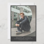 Eenvoudige foto-inkttypografie zwart Afstuderen Aankondiging (Voorkant)