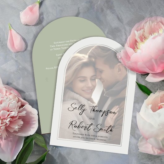 Eenvoudige foto kalligrafie script bruiloft kaart