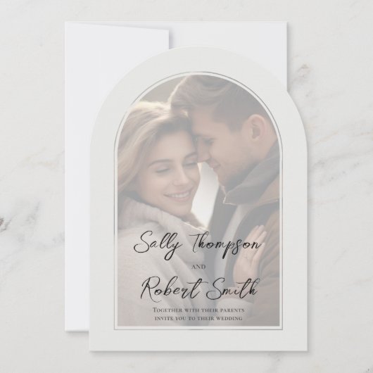 Eenvoudige foto kalligrafie script bruiloft kaart (Voorkant)