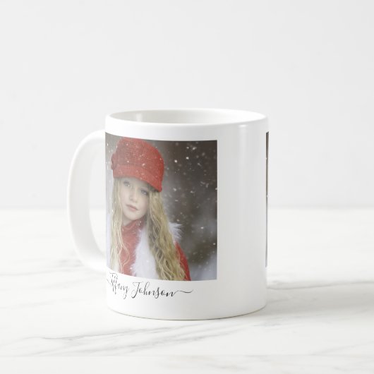 Eenvoudige foto kalligrafie Script naam persoonlij Koffiemok (Voorkant links)