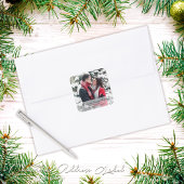Eenvoudige foto kerstadreslabel vierkante sticker
