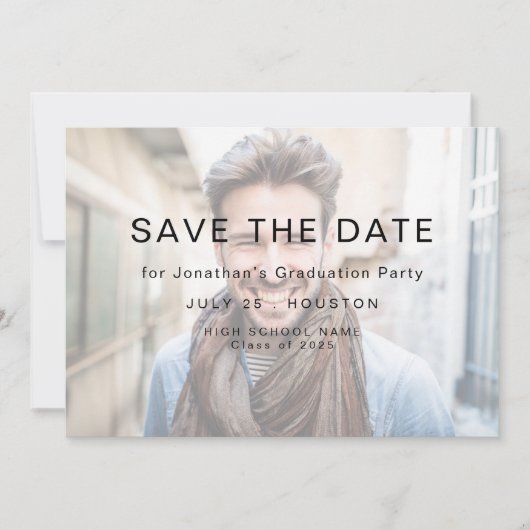 Eenvoudige foto licht overlay 2025 Afstuderen Save The Date (Voorkant)