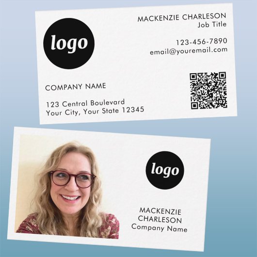 Eenvoudige foto logo tekst QR-code Visitekaartje
