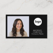 Eenvoudige foto logo tekst QR-code zwart Visitekaartje (Achterkant)
