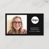 Eenvoudige foto logo tekst QR-code zwart Visitekaartje (Achterkant)
