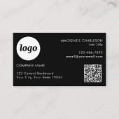Eenvoudige foto logo tekst QR-code zwart Visitekaartje (Voorkant)