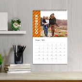 Eenvoudige foto maanden koele strepen typografie kalender