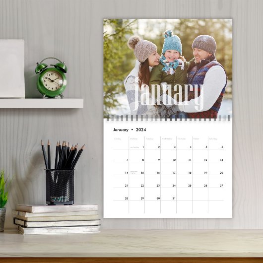 Eenvoudige foto maanden minimalistische typografie kalender