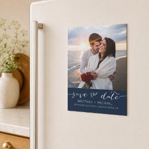 Eenvoudige foto marine save-the-date magnetische uitnodiging