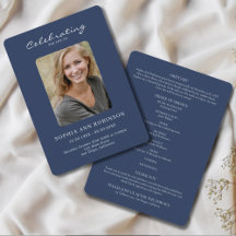 Eenvoudige foto Memorial Blue Order of Service