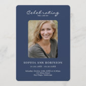 Eenvoudige foto Memorial Blue Order of Service Programmakaart (Voorkant)