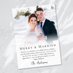 Eenvoudige foto Merry & Married  Feestdagenkaart