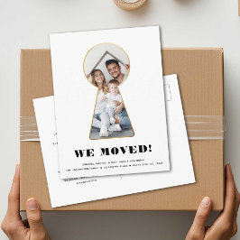 Eenvoudige foto met gouden openingen - Modern mini Aankondigingskaart