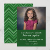 Eenvoudige foto met groene Zig-Zag Back Doop Kaart (Voorkant / Achterkant)