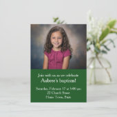 Eenvoudige foto met groene Zig-Zag Back Doop Kaart (Staand voorkant)