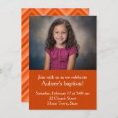 Eenvoudige foto met Oranje Zig-Zag Back Doop Kaart (Voorkant / Achterkant)