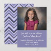 Eenvoudige foto met Paarse Zig-Zag Back Doop Kaart (Voorkant / Achterkant)