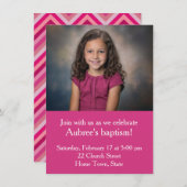 Eenvoudige foto met roze Zig-Zag Back Doop Kaart (Voorkant / Achterkant)