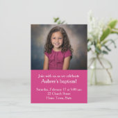 Eenvoudige foto met roze Zig-Zag Back Doop Kaart (Staand voorkant)
